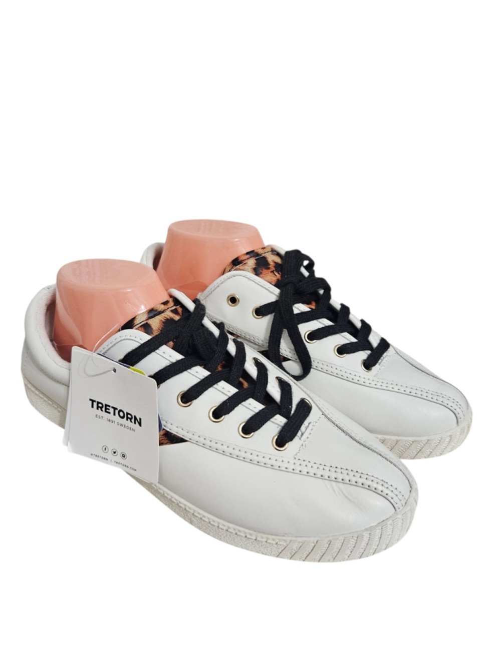 Women's Tretorn Sneakers White and Leopard Print - Picture 1 of 10
